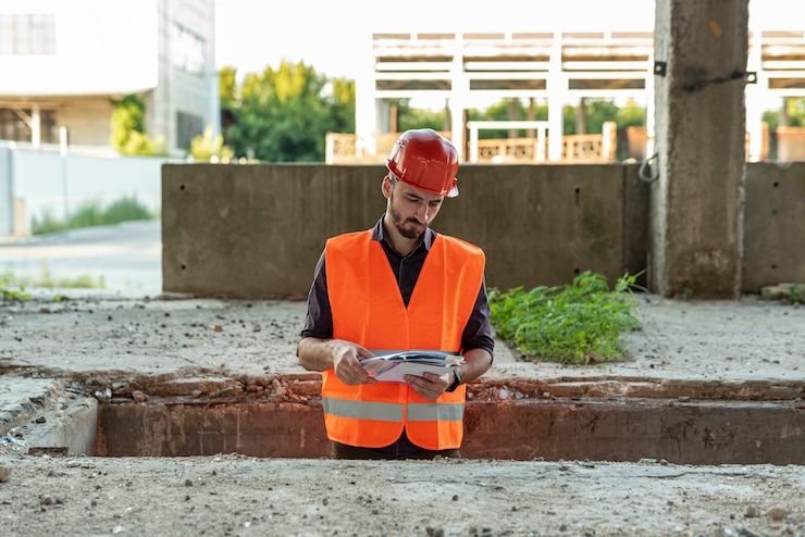 professionals examining septic tank