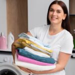a person is using DIY cleaning service for her laundry